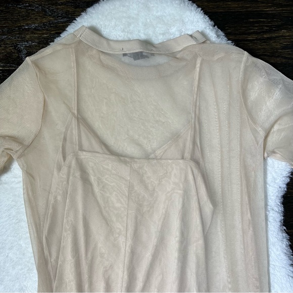 Forever 21 Tan Multilayer Mesh Shirt and Slip Dress Small - Picture 7 of 10